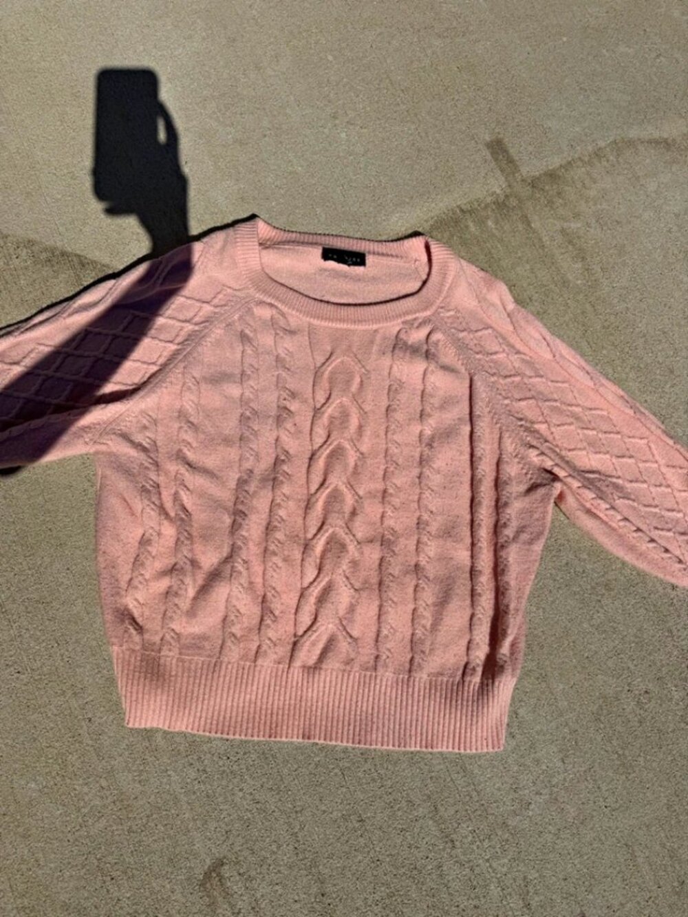 Premise Pink Cable-Knit Crew Neck Pullover Sweater Women’s XL Long Sleeve